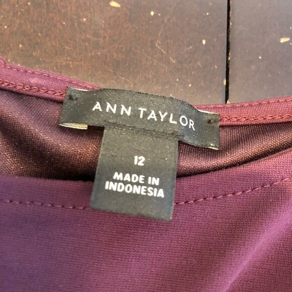 Ann Taylor wine purple tie waist midi dress size 12 - Picture 8 of 15